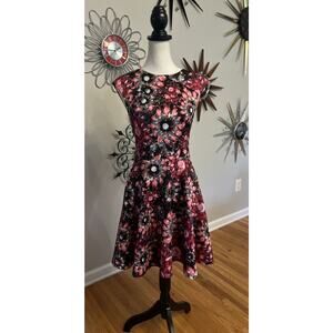Ted Baker London Wroxal Jewel Rhinestone Scuba Dress Fit and Flare Size 1
